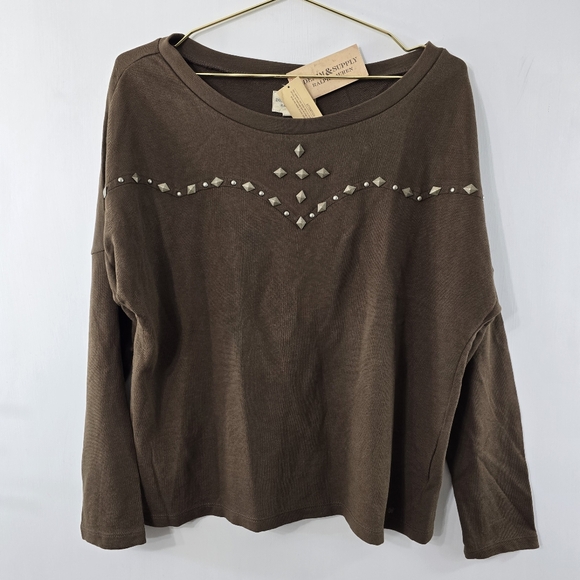 Denim & Supply Ralph Lauren Tops - Ralph Lauren Denim & Supply Studded Dolman Batwing Long Sleeve Sweatshirt NWT S